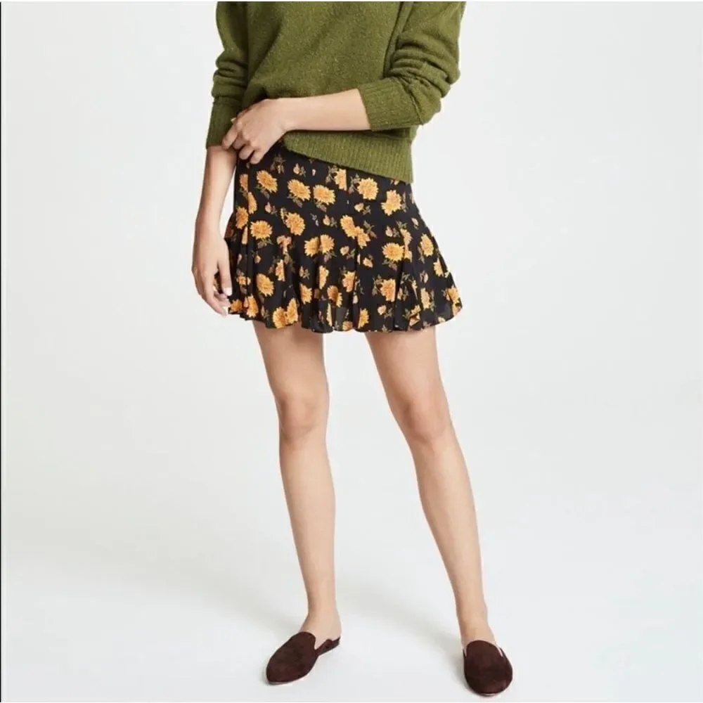 Veronica Beard Weller Floral-print Flounce Mini Skirt in Black Multi Women’s 2